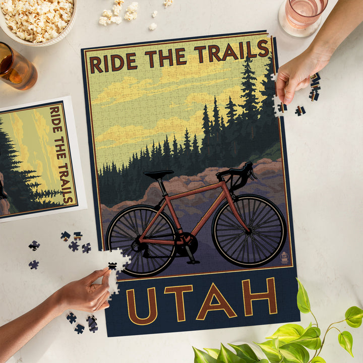 Utah, Mountain Bike Scene, Jigsaw Puzzle Puzzle Lantern Press 