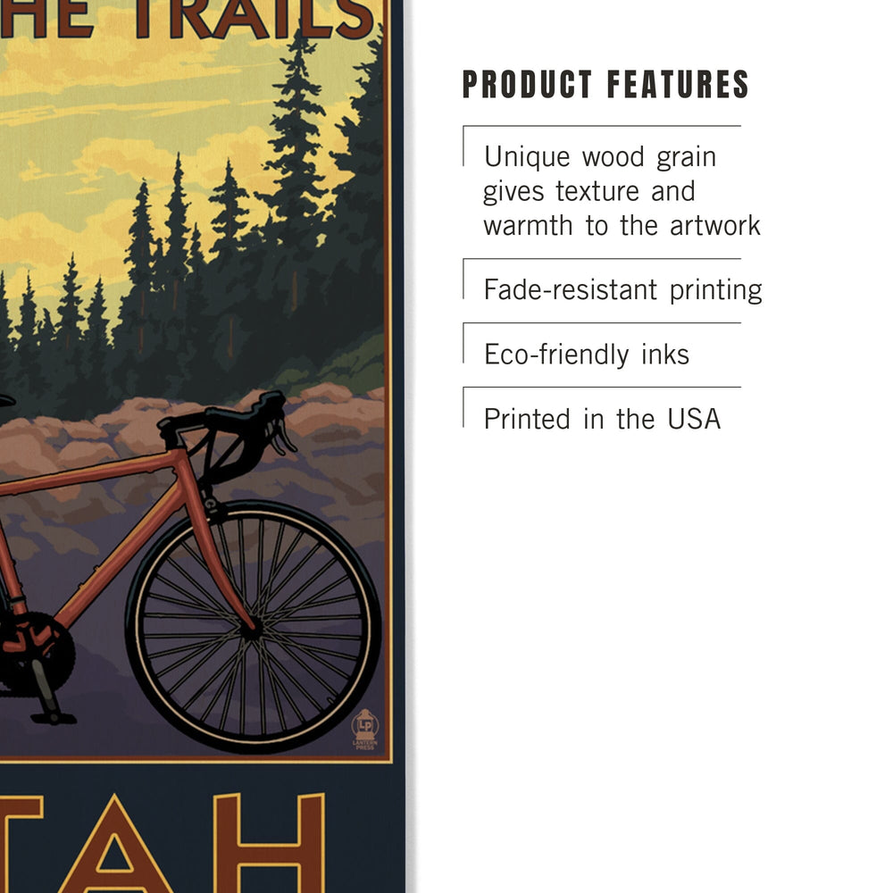 Utah, Mountain Bike Scene, Lantern Press Artwork, Wood Signs and Postcards Wood Lantern Press 
