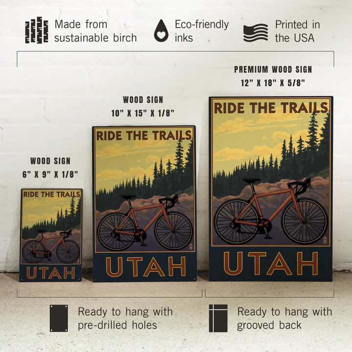 Utah, Mountain Bike Scene, Lantern Press Artwork, Wood Signs and Postcards Wood Lantern Press 