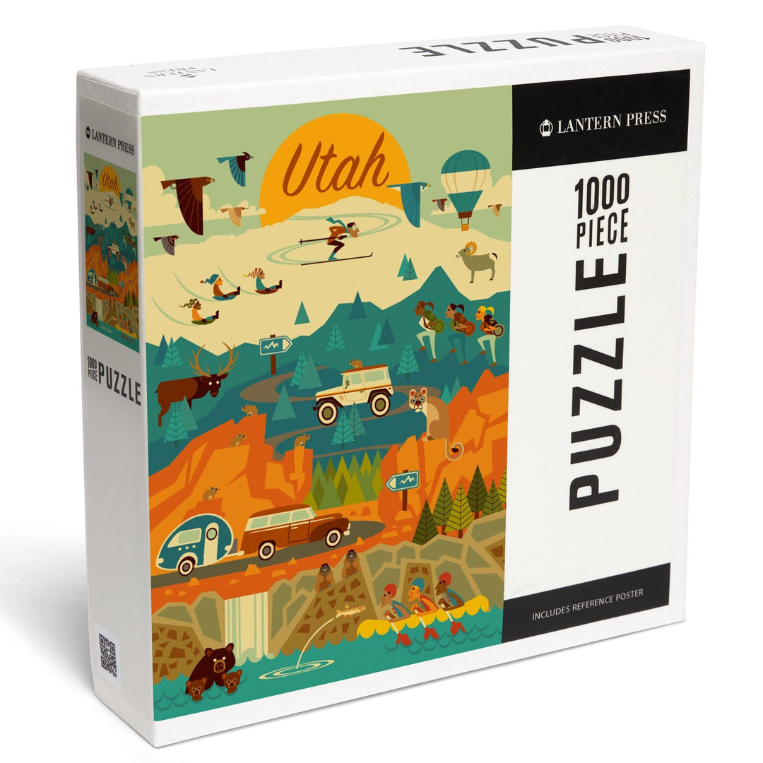 Utah, Mountain, Geometric, Jigsaw Puzzle Puzzle Lantern Press 