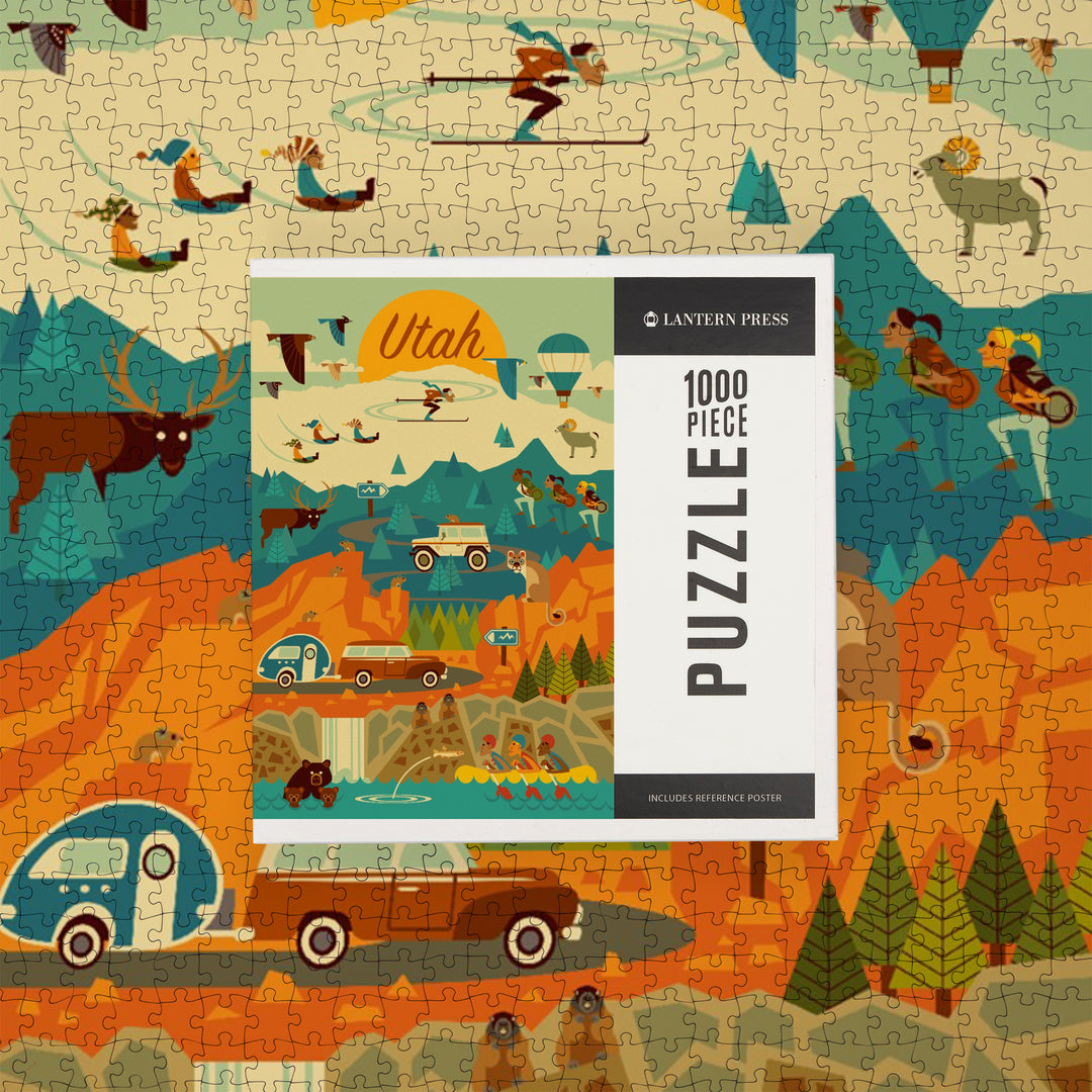 Utah, Mountain, Geometric, Jigsaw Puzzle Puzzle Lantern Press 