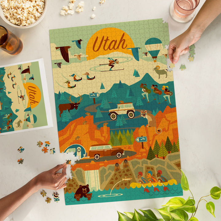 Utah, Mountain, Geometric, Jigsaw Puzzle Puzzle Lantern Press 