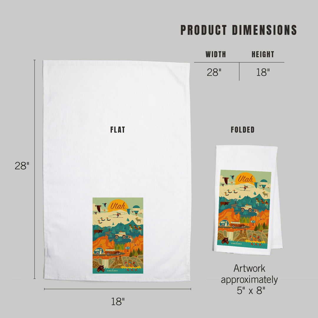 Utah, Mountain, Geometric, Organic Cotton Kitchen Tea Towels Kitchen Lantern Press 