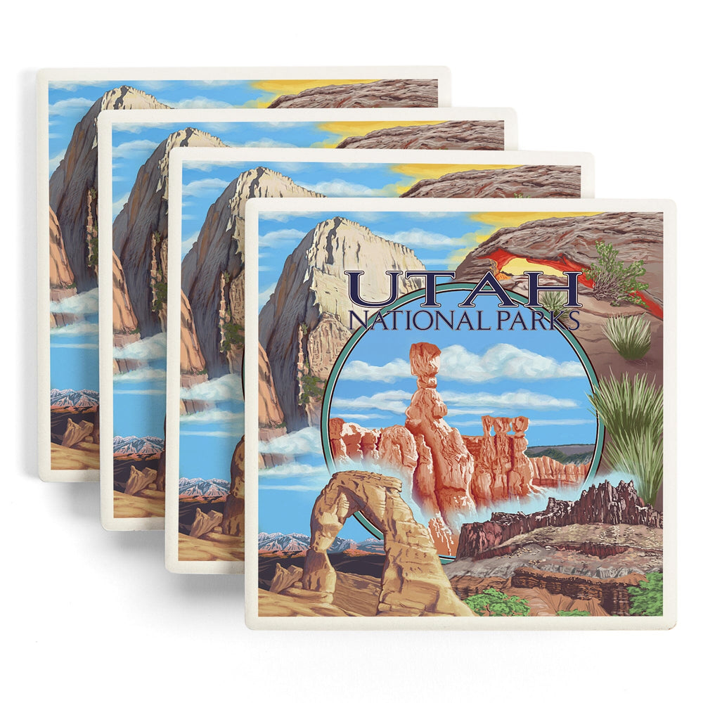 Utah National Parks, Bryce in Center, Coasters Coasters Lantern Press 
