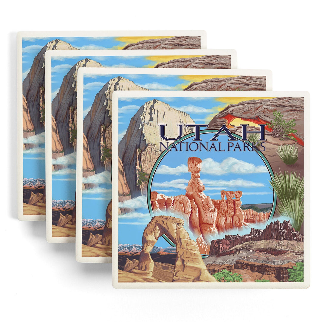 Utah National Parks, Bryce in Center, Coasters Coasters Lantern Press 