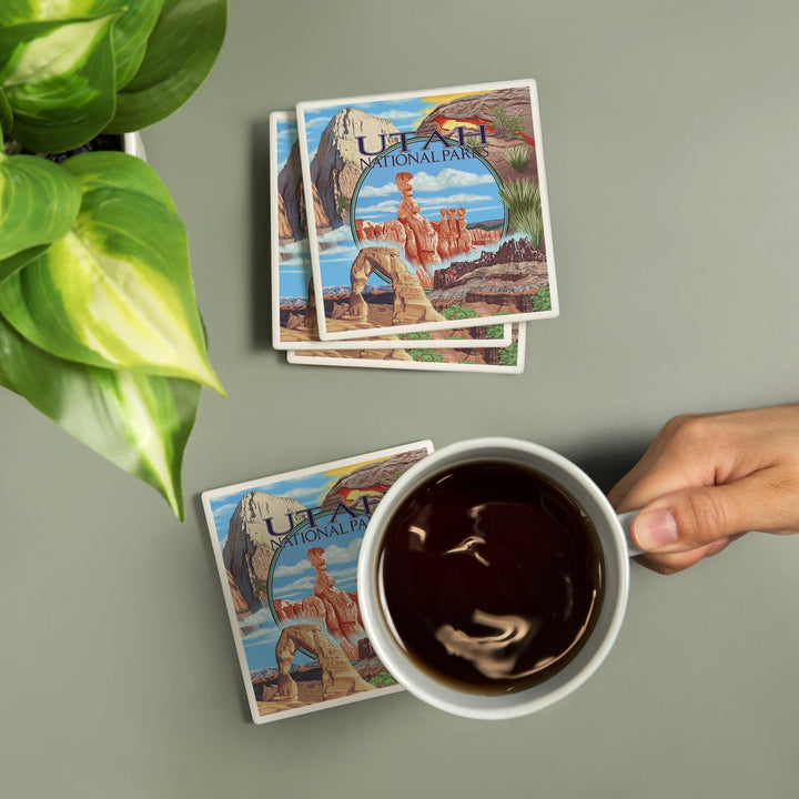 Utah National Parks, Bryce in Center, Coasters Coasters Lantern Press 
