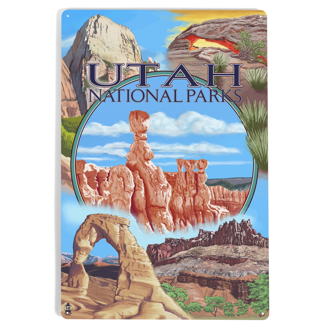 Utah National Parks, Bryce in Center, Metal Signs Metal Lantern Press 