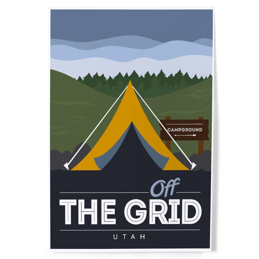 Utah, Off the Grid, Tent, Vector, Art & Giclee Prints Art Lantern Press 