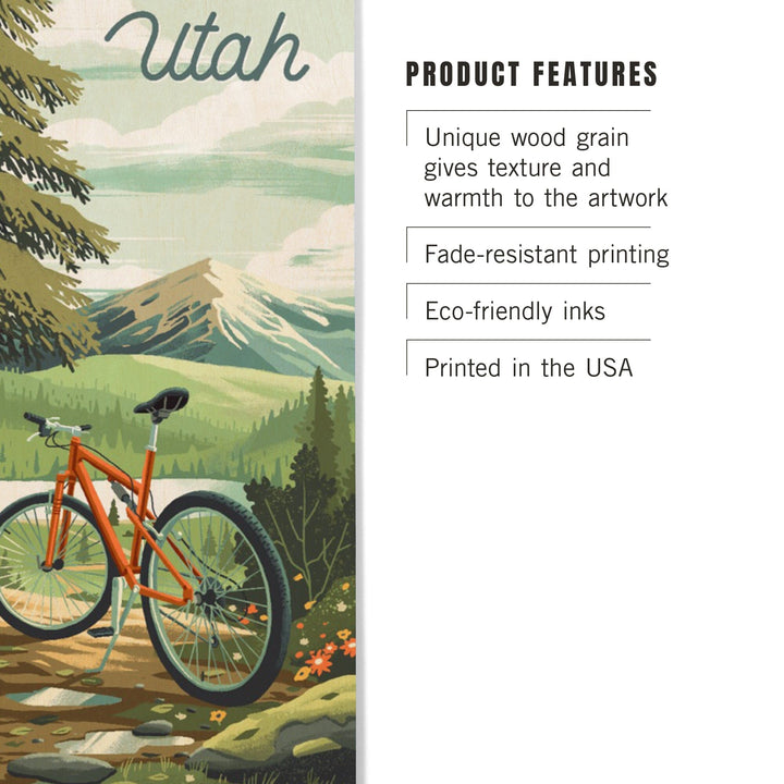 Utah, Off To Wander, Cycling with Mountains, Wood Signs and Postcards Wood Lantern Press 