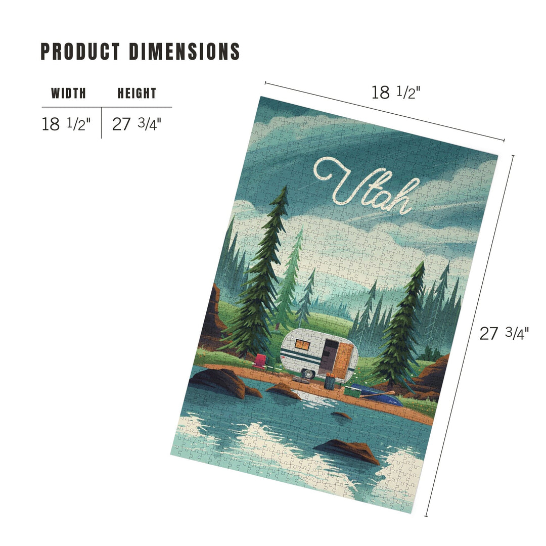 Utah, Outdoor Activity, At Home Anywhere, Camper in Evergreens, Jigsaw Puzzle Puzzle Lantern Press 