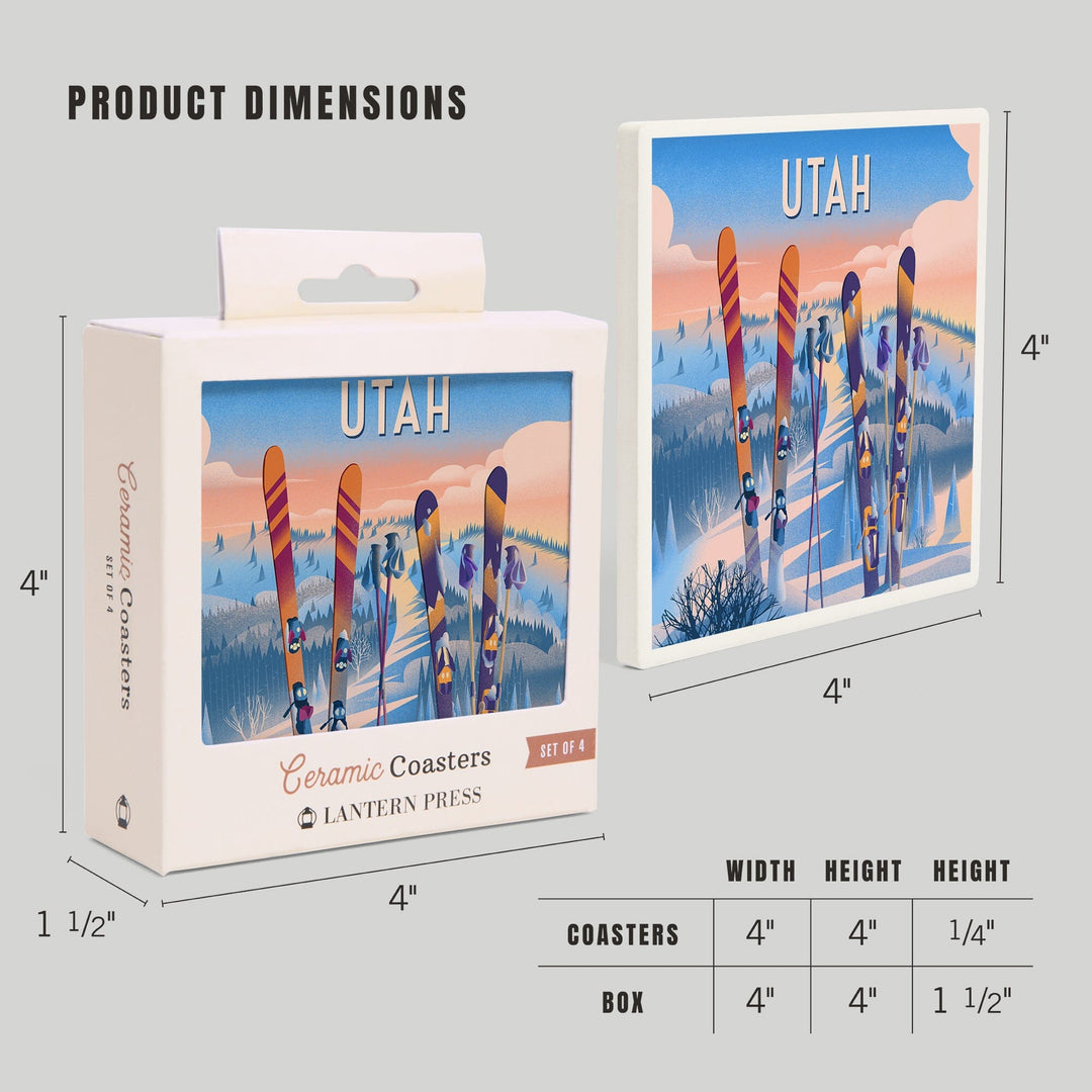 Utah, Prepare for Takeoff, Skis in Snowbank, Coasters Coasters Lantern Press 