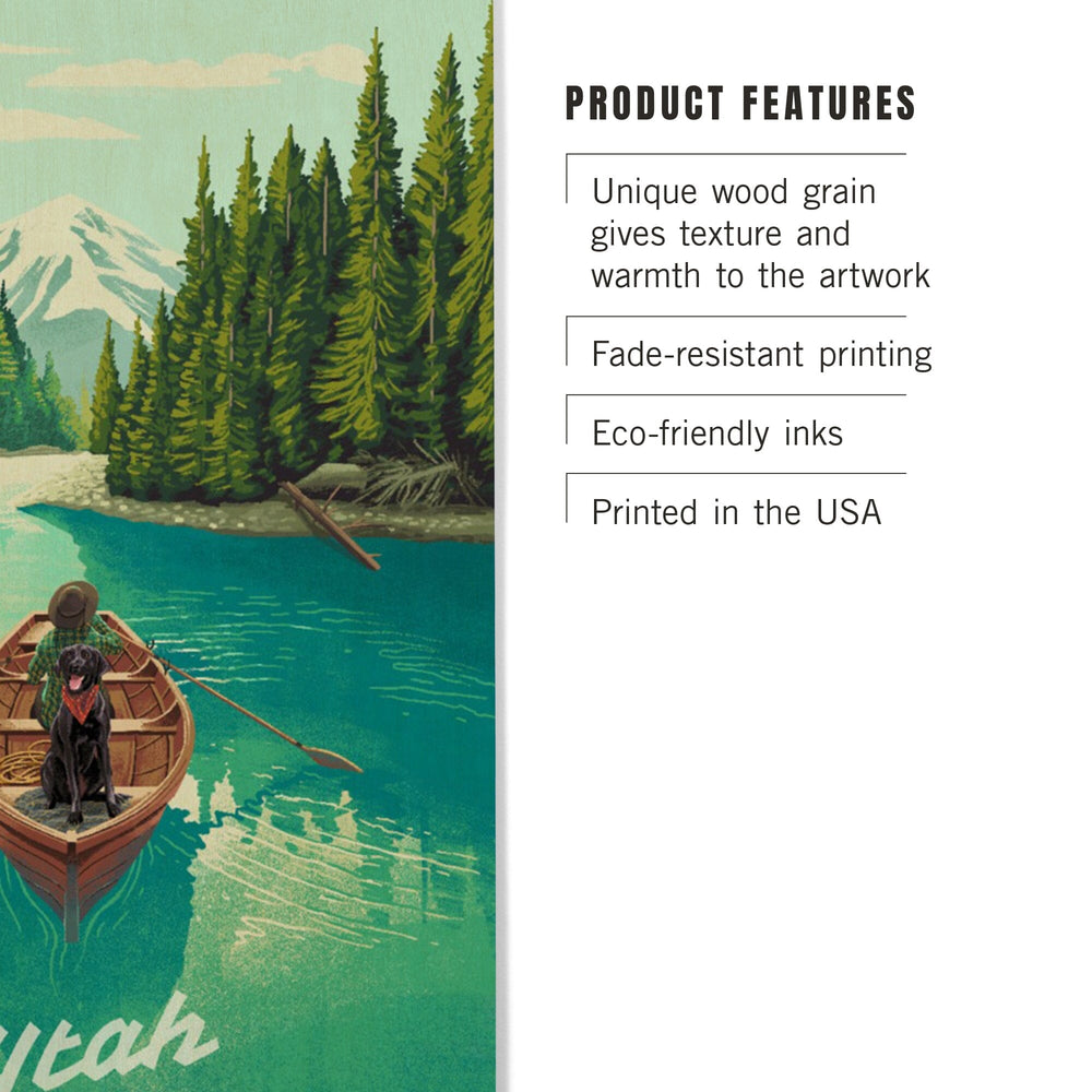 Utah, Quiet Explorer, Boating, Mountain, Wood Signs and Postcards Wood Lantern Press 