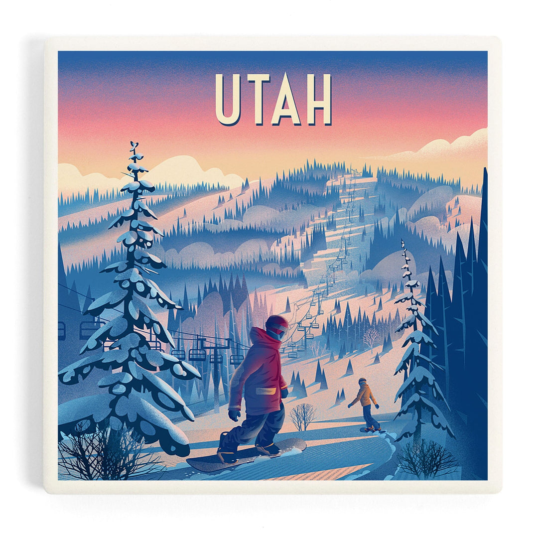 Utah, Shred the Gnar, Snowboarding, Coasters Coasters Lantern Press 