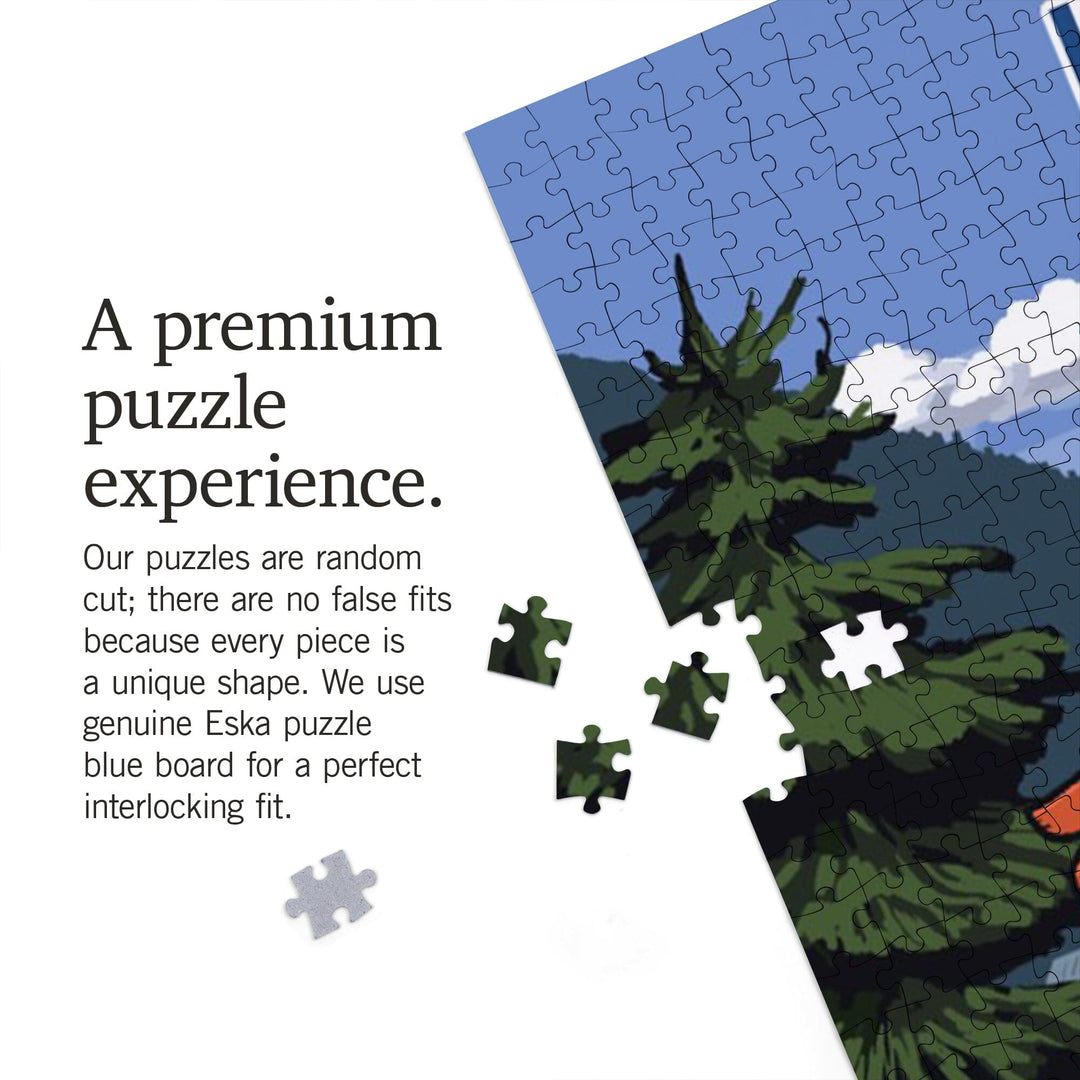Utah, Signpost, Lake and Bear, Jigsaw Puzzle Puzzle Lantern Press 