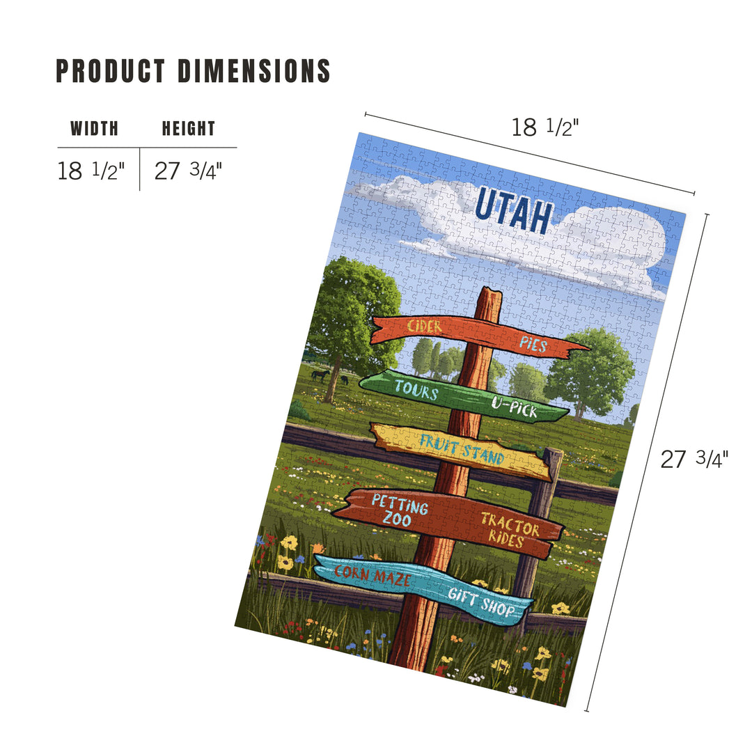 Utah, Signpost, Orchard, Jigsaw Puzzle Puzzle Lantern Press 