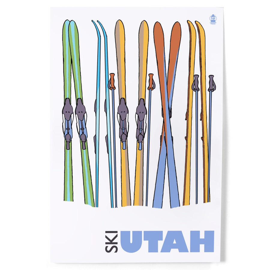 Utah, Skis in Snow, Art & Giclee Prints Art Lantern Press 