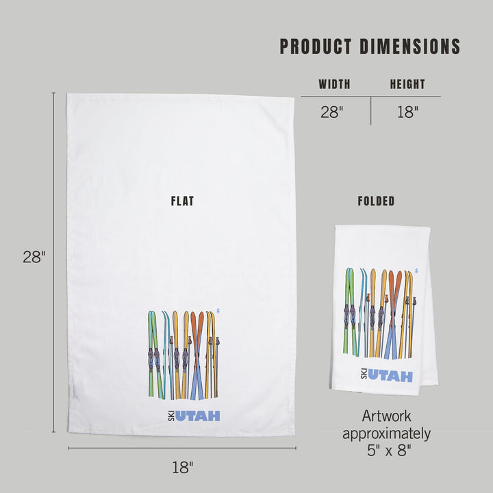Utah, Skis in Snow, Organic Cotton Kitchen Tea Towels Kitchen Lantern Press 
