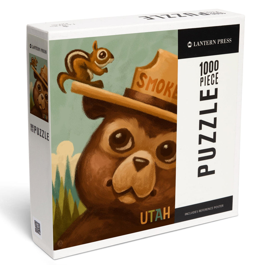 Utah, Smokey Bear and Squirrel, Jigsaw Puzzle Puzzle Lantern Press 