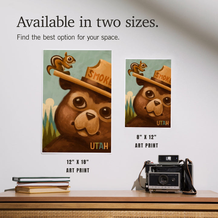 Utah, Smokey Bear and Squirrel, Officially Licensed, Art & Giclee Prints Art Lantern Press 