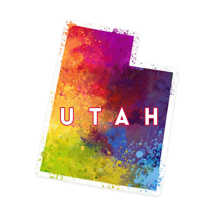 Utah, State Abstract Watercolor, Contour, Vinyl Sticker Sticker Lantern Press 