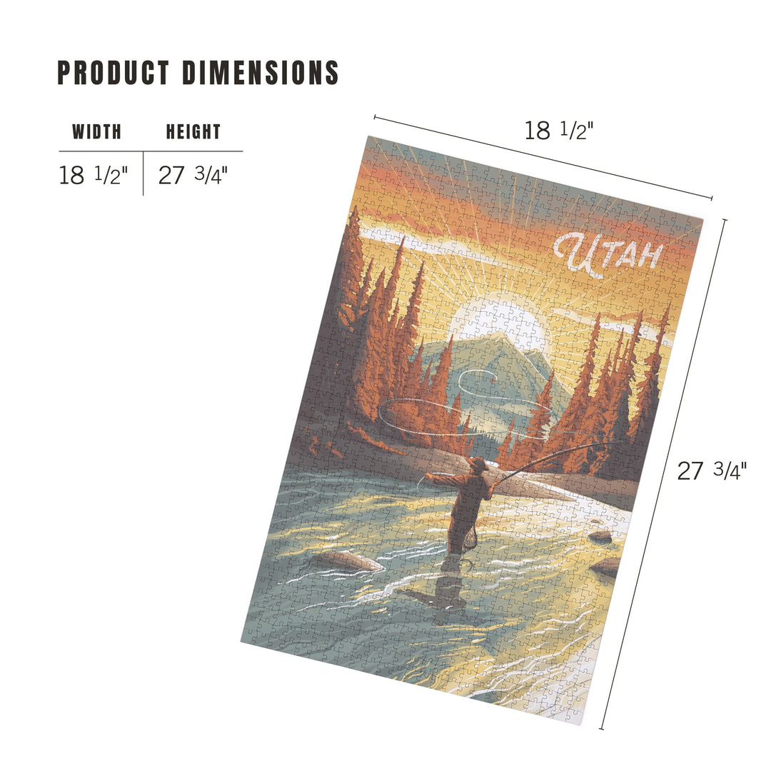 Utah, This is Living, Fishing with Mountain, Jigsaw Puzzle Puzzle Lantern Press 