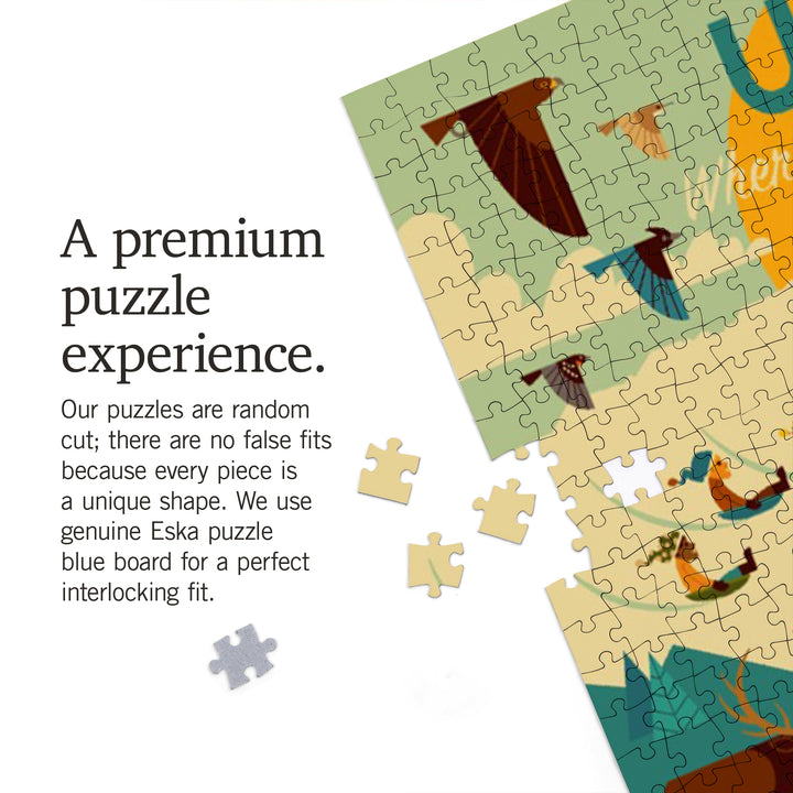 Utah, Where Adventure Begins, Mountain Geometric, Jigsaw Puzzle Puzzle Lantern Press 