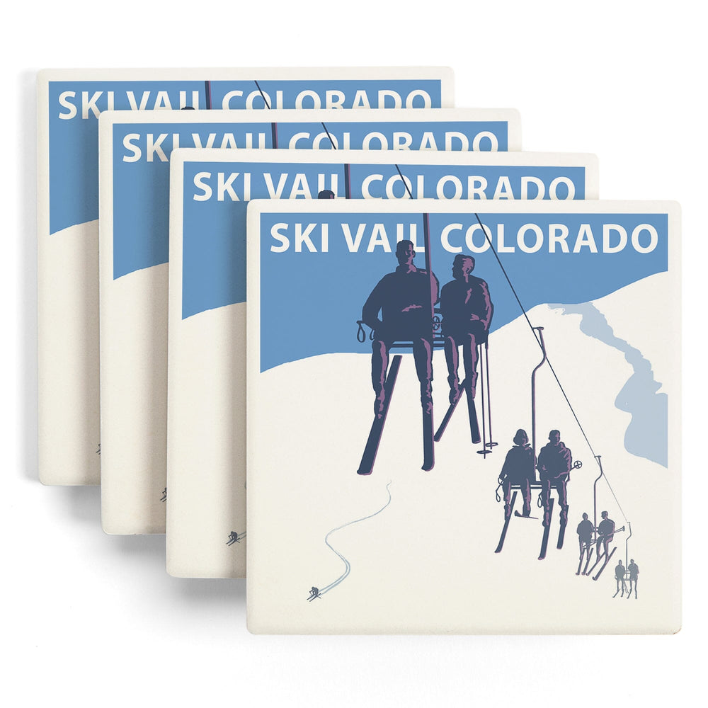 Vail, Colorado, Ski Lift, Coasters Coasters Lantern Press 