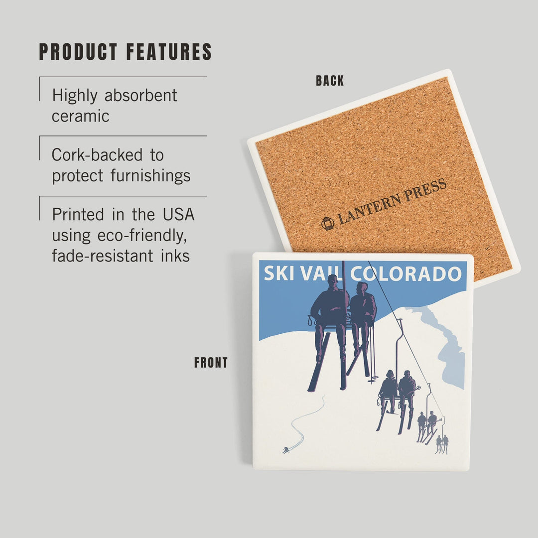 Vail, Colorado, Ski Lift, Coasters Coasters Lantern Press 