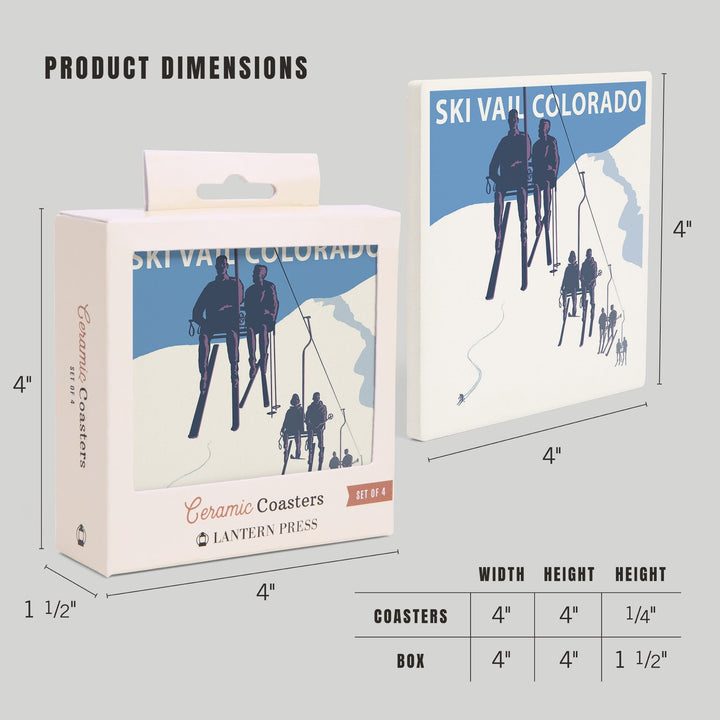 Vail, Colorado, Ski Lift, Coasters Coasters Lantern Press 