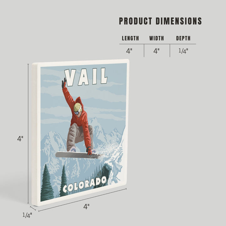 Vail, Colorado, Snowboarder Jumping, Coasters Coasters Lantern Press 
