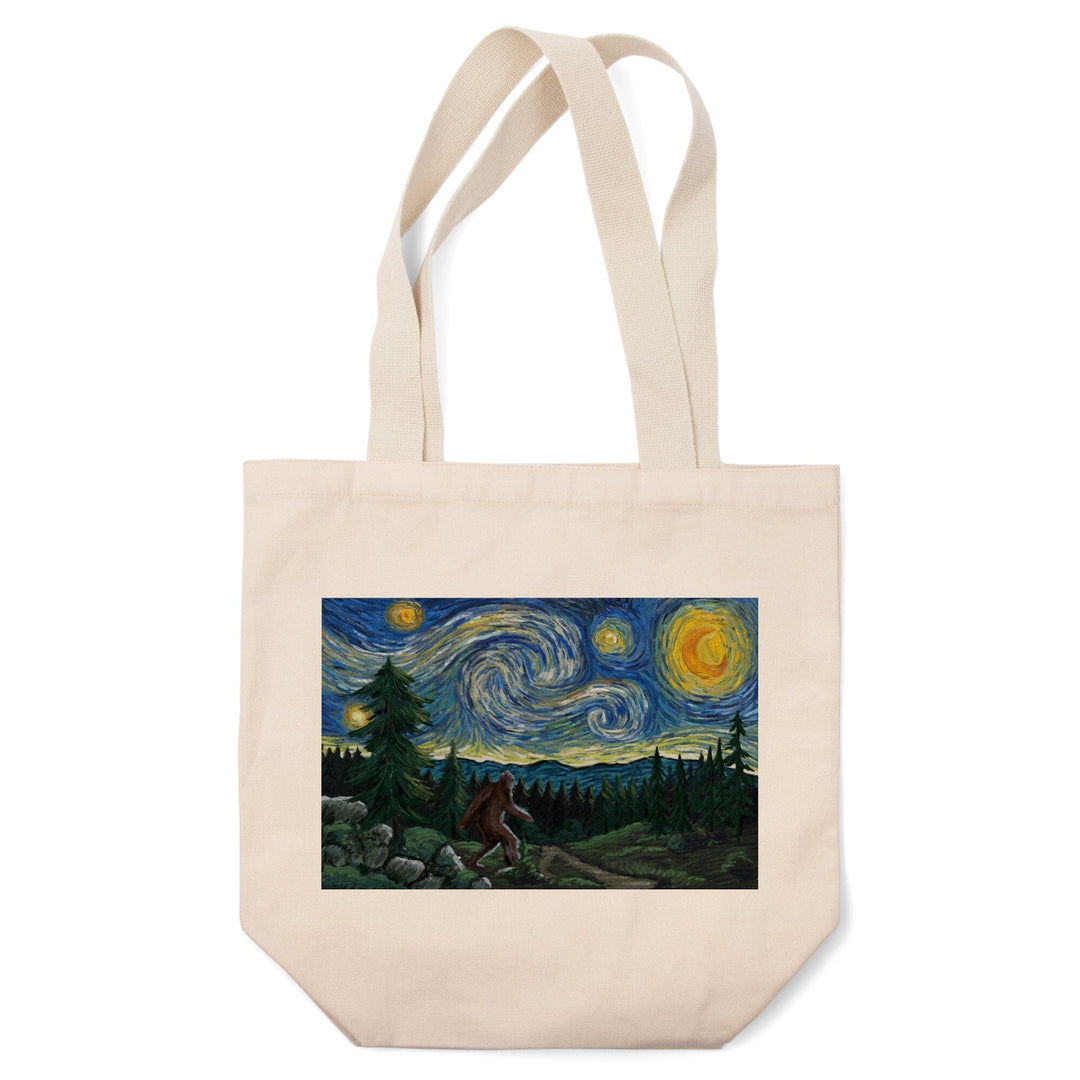 Van Gogh Starry Night, Bigfoot, Lantern Press Artwork, Tote Bag Totes Lantern Press 