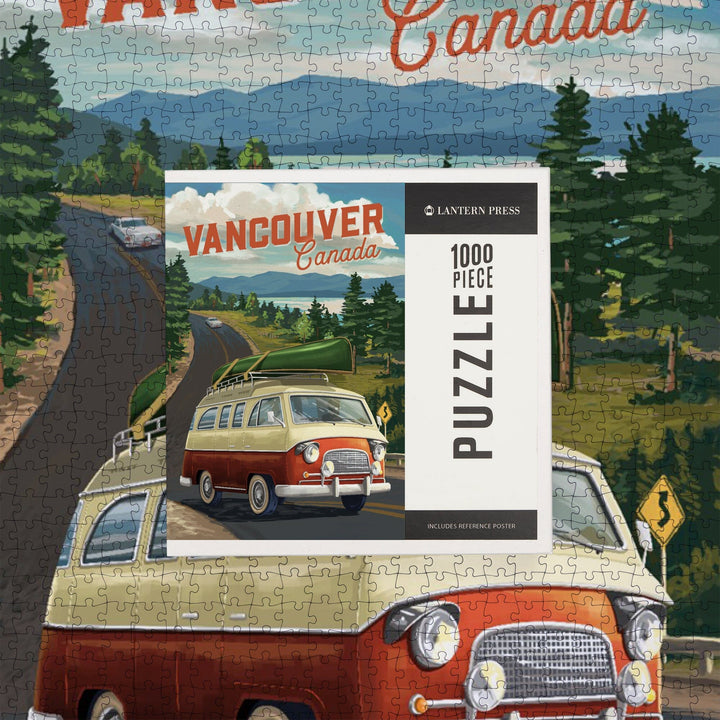 Vancouver, British Columbia, Canada, Camper Van, Off To Roam, Painterly, Jigsaw Puzzle Puzzle Lantern Press 