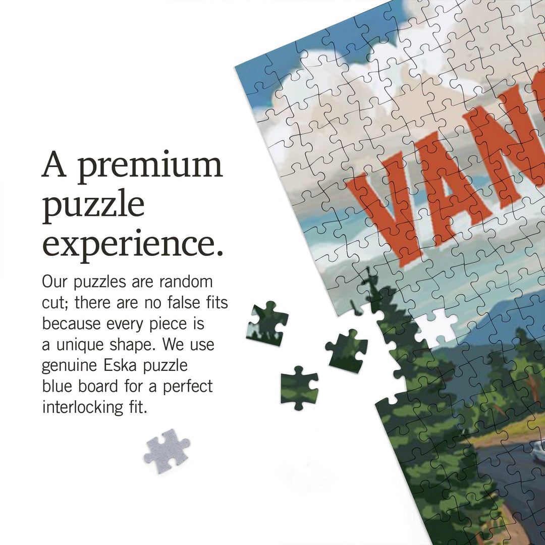 Vancouver, British Columbia, Canada, Camper Van, Off To Roam, Painterly, Jigsaw Puzzle Puzzle Lantern Press 