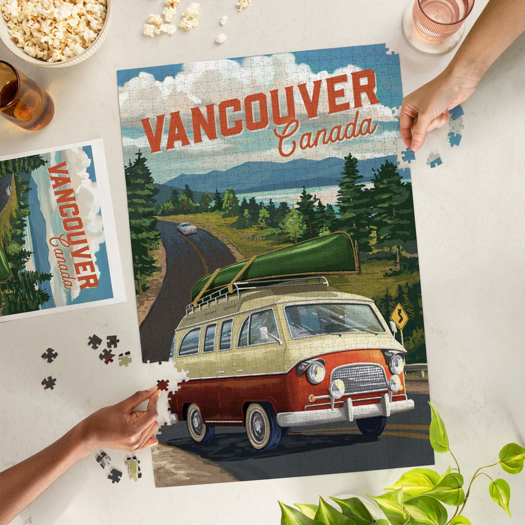 Vancouver, British Columbia, Canada, Camper Van, Off To Roam, Painterly, Jigsaw Puzzle Puzzle Lantern Press 