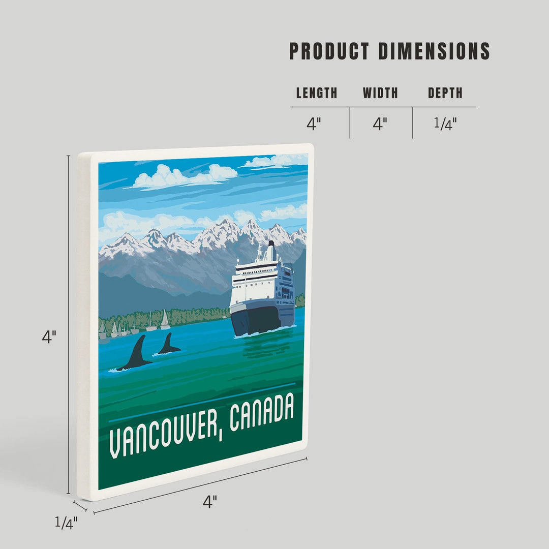 Vancouver, British Columbia, Canada, Cruise, Painterly, Coasters Coasters Lantern Press 