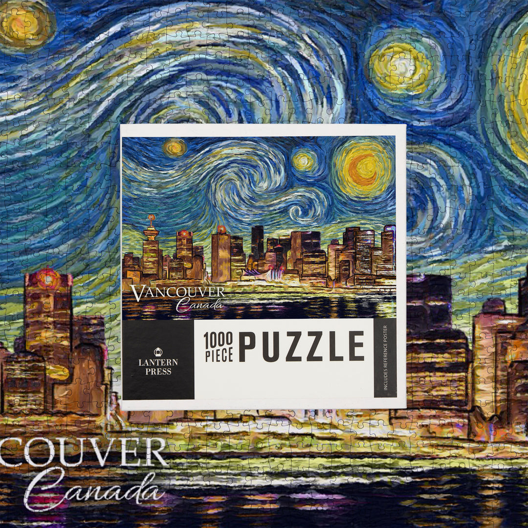 Vancouver, British Columbia, Canada, Starry Night, Jigsaw Puzzle Puzzle Lantern Press 