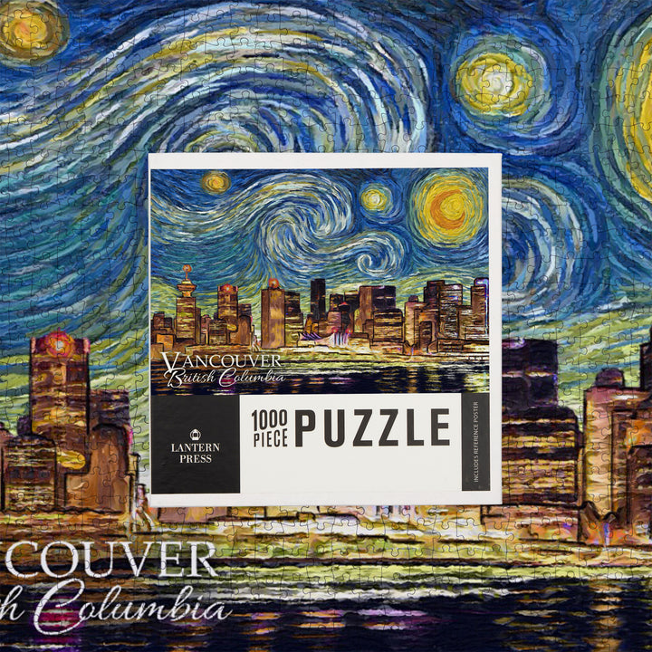 Vancouver, British Columbia, Canada, Starry Night, Jigsaw Puzzle Puzzle Lantern Press 