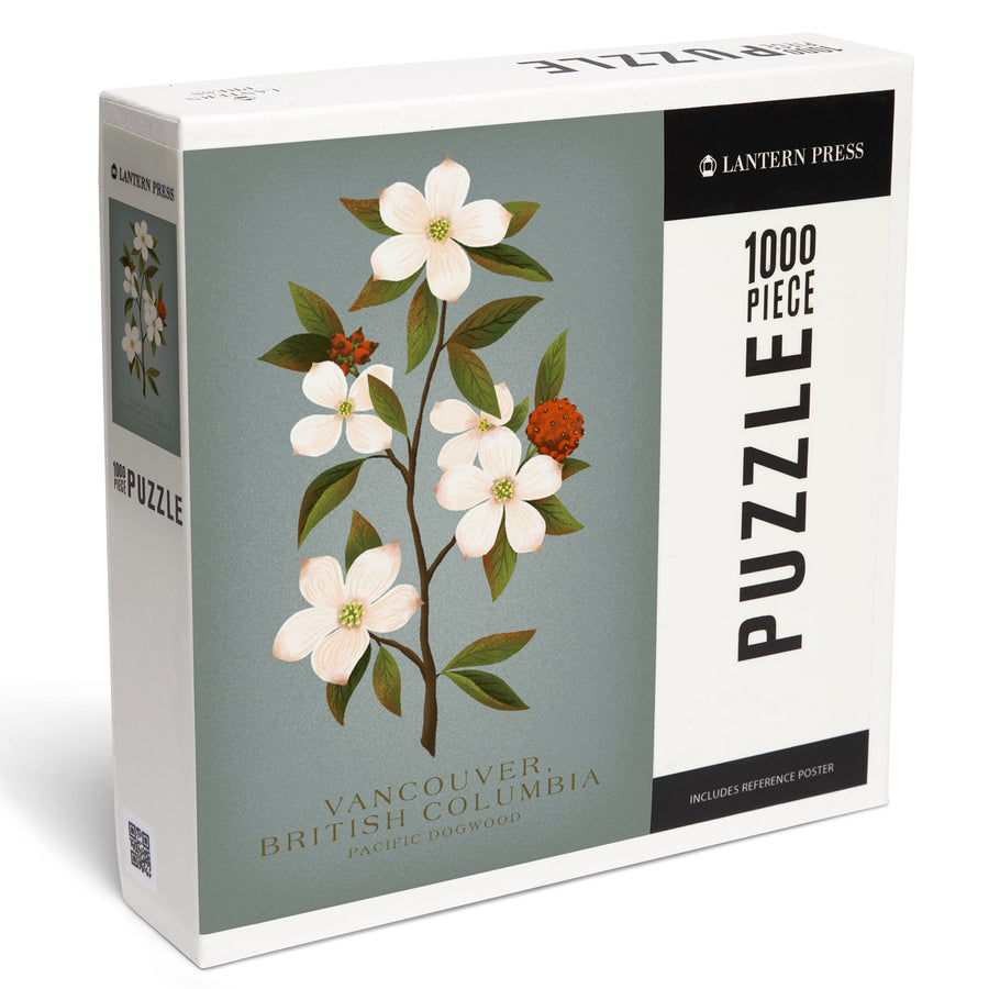 Vancouver, British Columbia, Vintage Flora, Pacific Dogwood, Jigsaw Puzzle Puzzle Lantern Press 