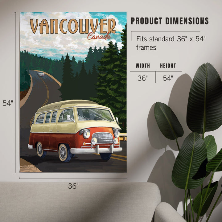 Vancouver, Canada, Camper Van, Evergreens, Art & Giclee Prints Art Lantern Press 