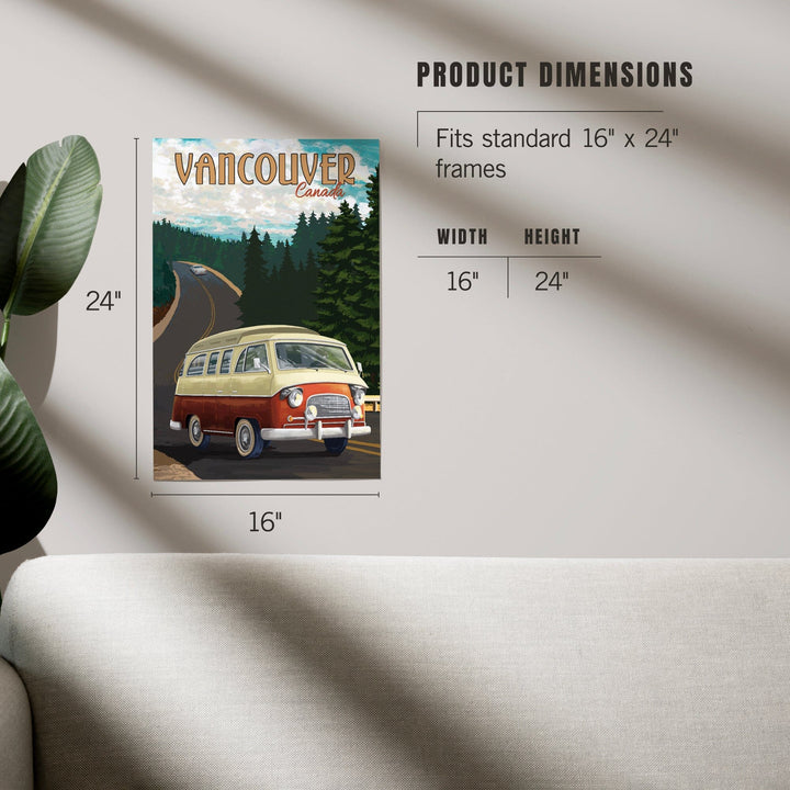 Vancouver, Canada, Camper Van, Evergreens, Art & Giclee Prints Art Lantern Press 