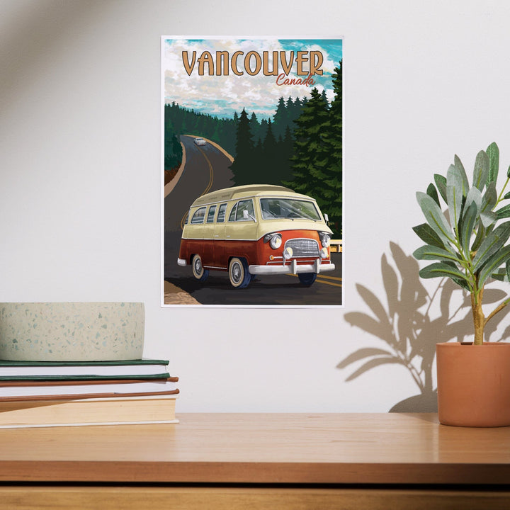 Vancouver, Canada, Camper Van, Evergreens, Art & Giclee Prints Art Lantern Press 