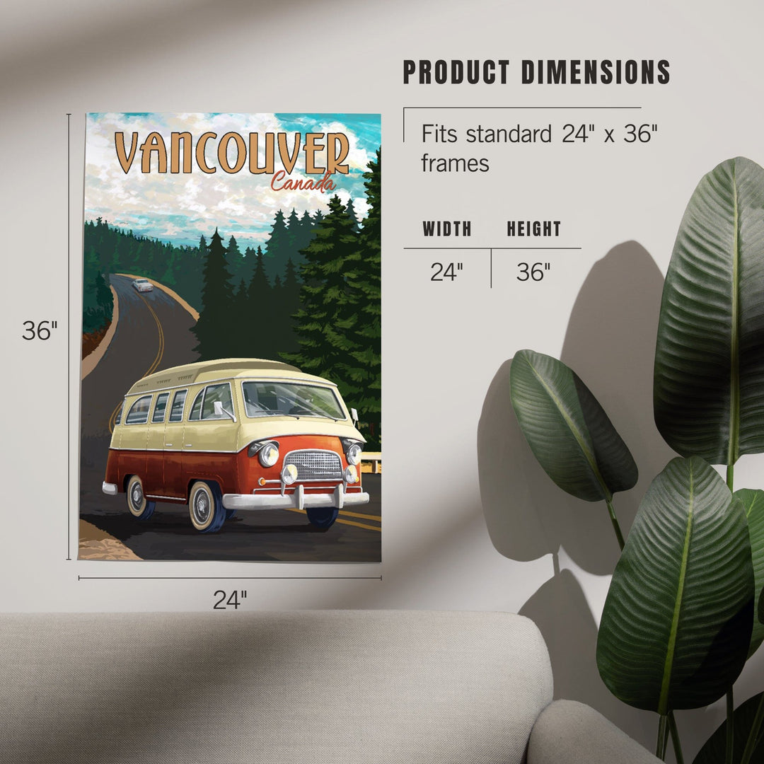 Vancouver, Canada, Camper Van, Evergreens, Art & Giclee Prints Art Lantern Press 