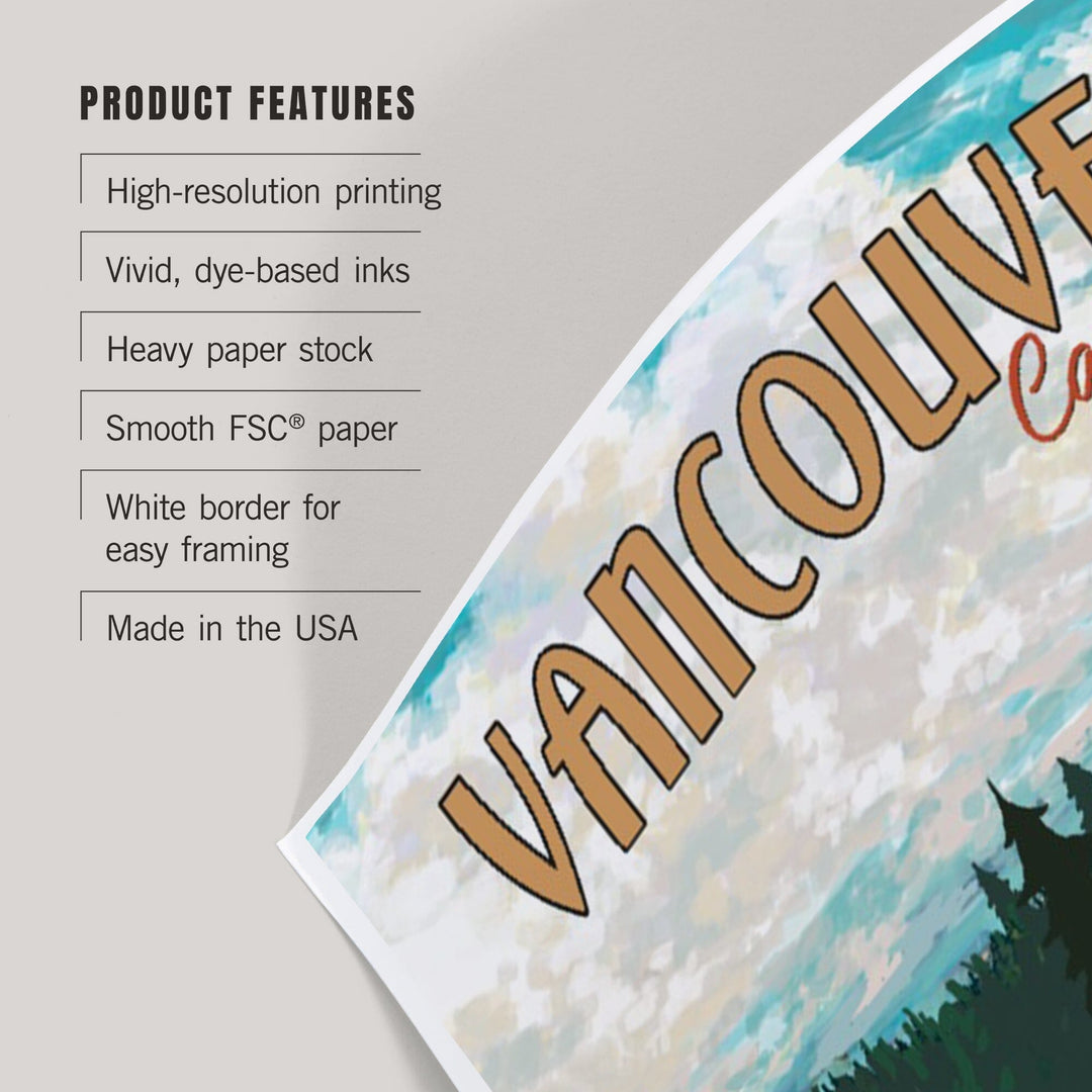 Vancouver, Canada, Camper Van, Evergreens, Art & Giclee Prints Art Lantern Press 