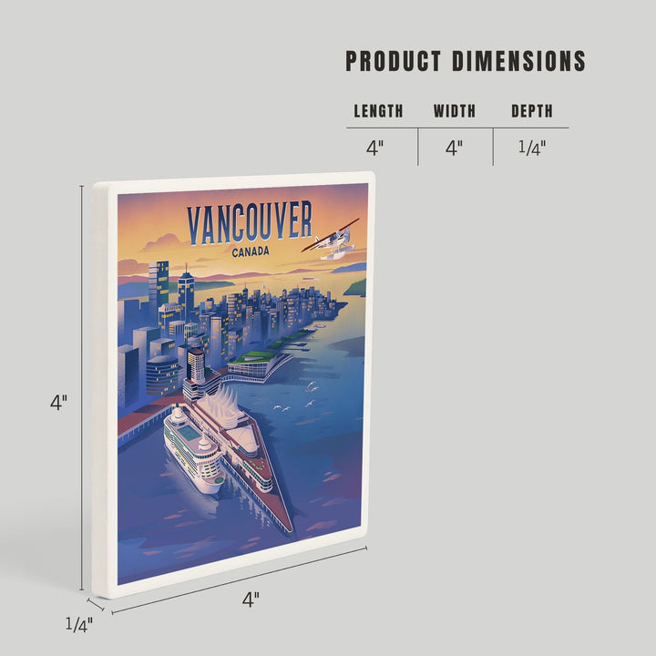 Vancouver, Canada, Canada Place, Lithograph, Coasters Coasters Lantern Press 