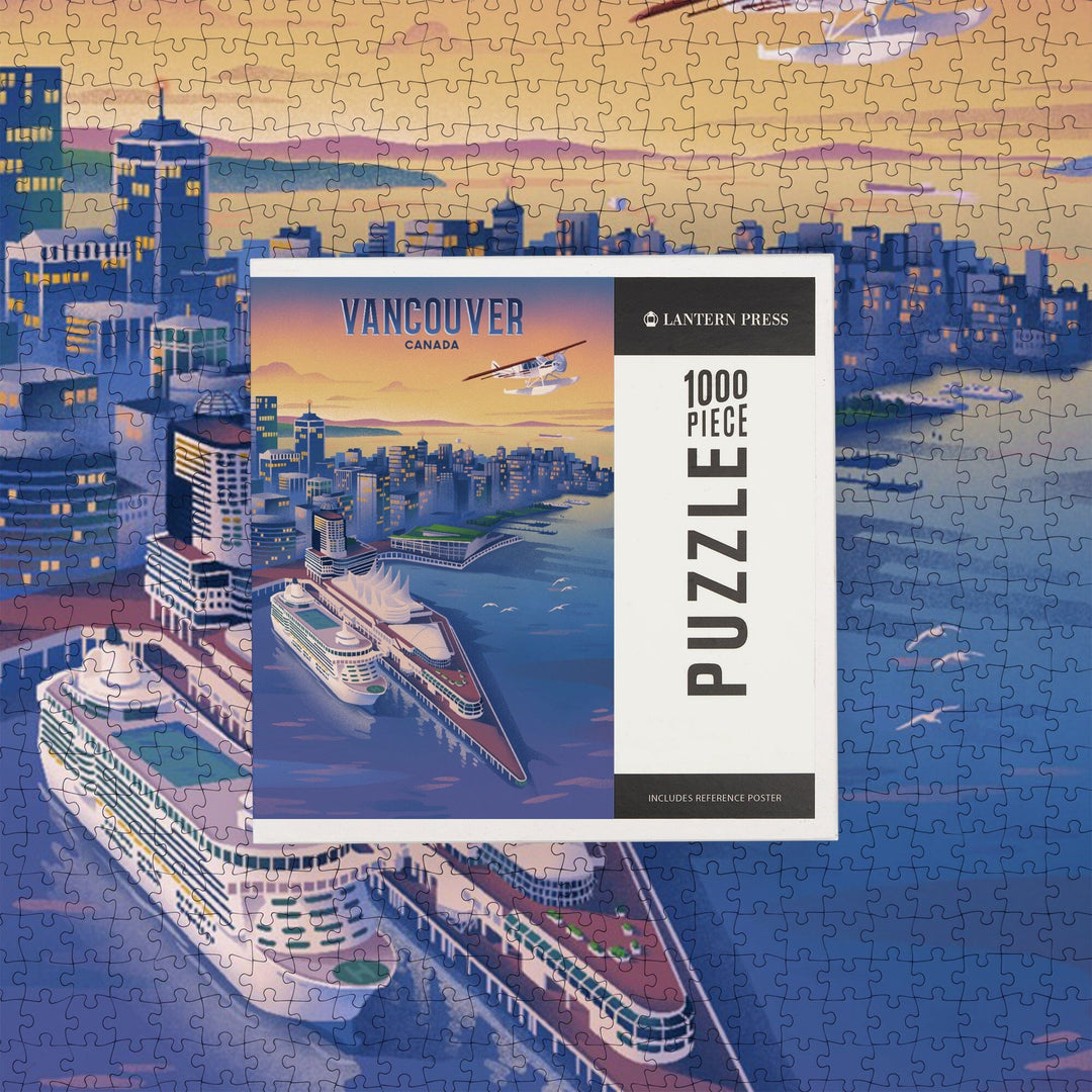 Vancouver, Canada, Canada Place, Lithograph, Jigsaw Puzzle Puzzle Lantern Press 