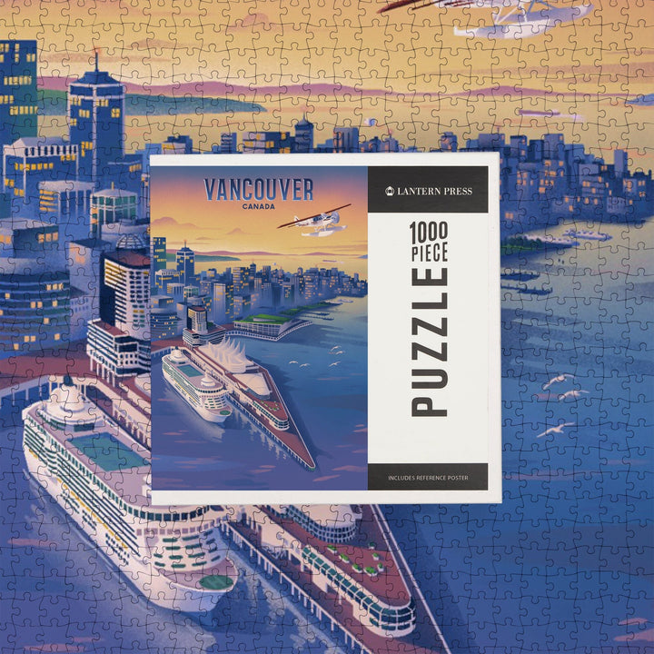 Vancouver, Canada, Canada Place, Lithograph, Jigsaw Puzzle Puzzle Lantern Press 