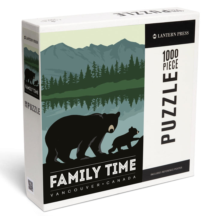 Vancouver, Canada, Family Time, Black Bear and Cub, Jigsaw Puzzle Puzzle Lantern Press 
