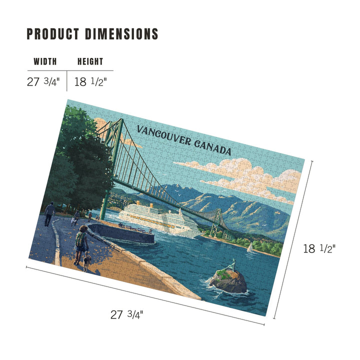 Vancouver Canada, Lions Gate Bridge, Painterly, Jigsaw Puzzle Puzzle Lantern Press 