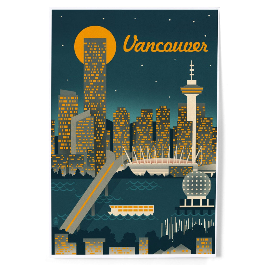 Vancouver, Canada, Retro Skyline, Art & Giclee Prints Art Lantern Press 