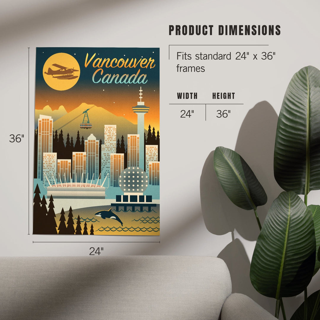Vancouver, Canada, Retro Skyline Chromatic Series, Art & Giclee Prints Art Lantern Press 